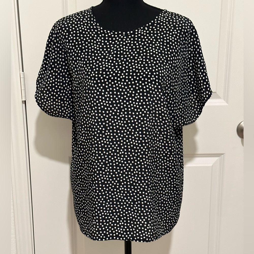Christie & Jill Black shirt with white polka dots